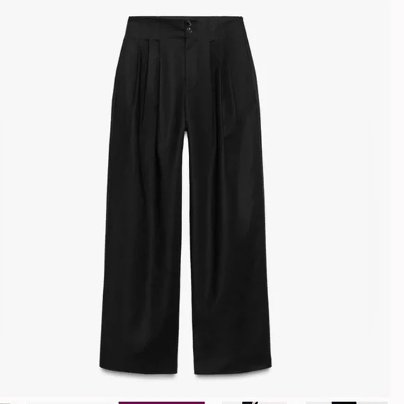 Zara ZW COLLECTION Women's Black Wide-Leg Pants - Picture 3 of 7